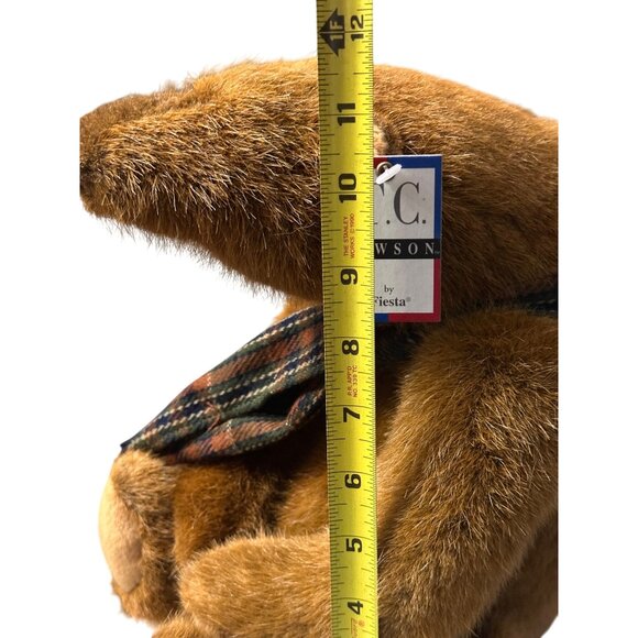 Samuel  humpback Teddy Bear with Plaid Scarf T.C. Dawson By Fiesta Plush  TAG - Picture 3 of 13